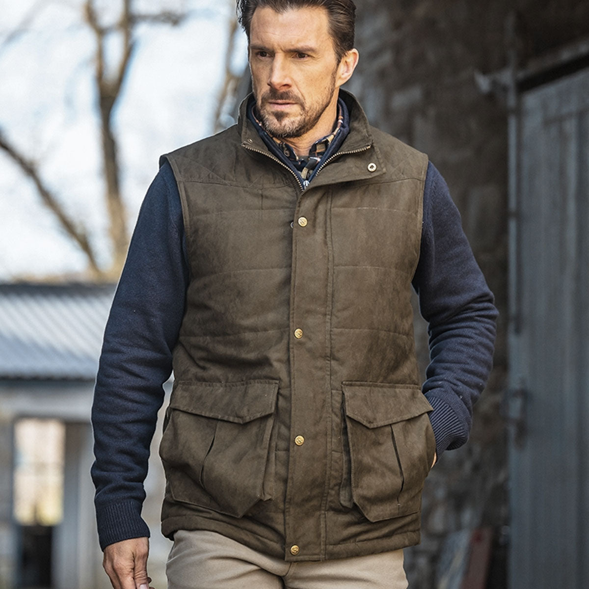 HOGGS OF FIFE Glenbervie Quilted Gilet - Mens - Loden