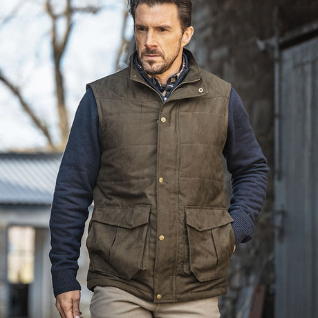 HOGGS OF FIFE Glenbervie Quilted Gilet - Mens - Loden