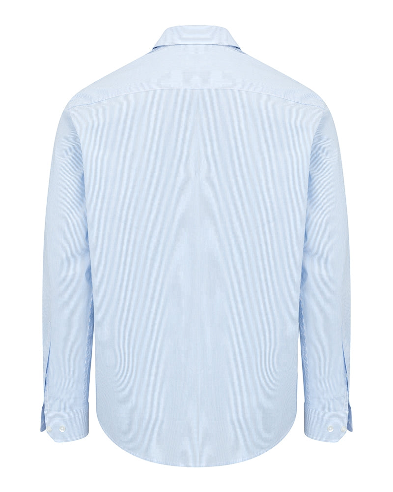 HOGGS OF FIFE Ingliston Stretch Stripe Shirt - Mens - Blue/White