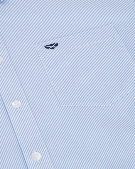 HOGGS OF FIFE Ingliston Stretch Stripe Shirt - Mens - Blue/White