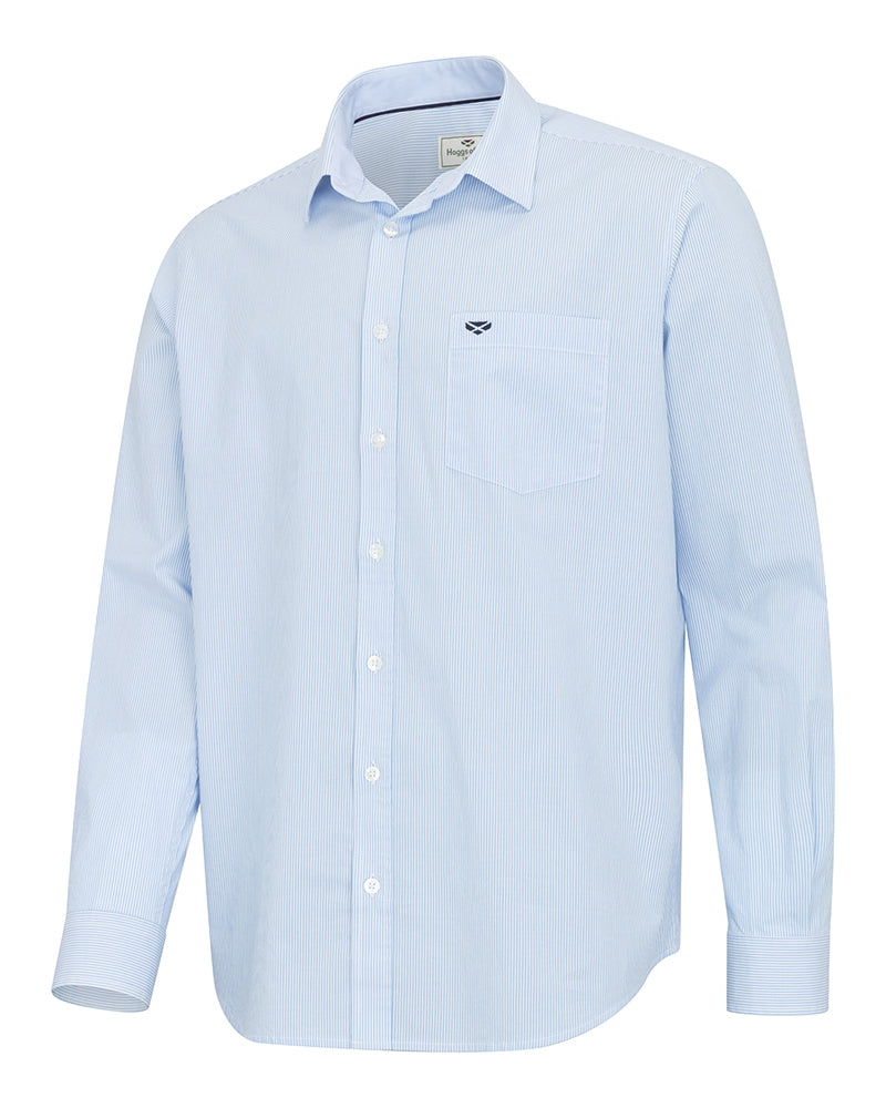 HOGGS OF FIFE Ingliston Stretch Stripe Shirt - Mens - Blue/White