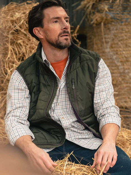 HOGGS OF FIFE Inverness Cotton Tattersall Shirt - Mens - Navy/Olive Check