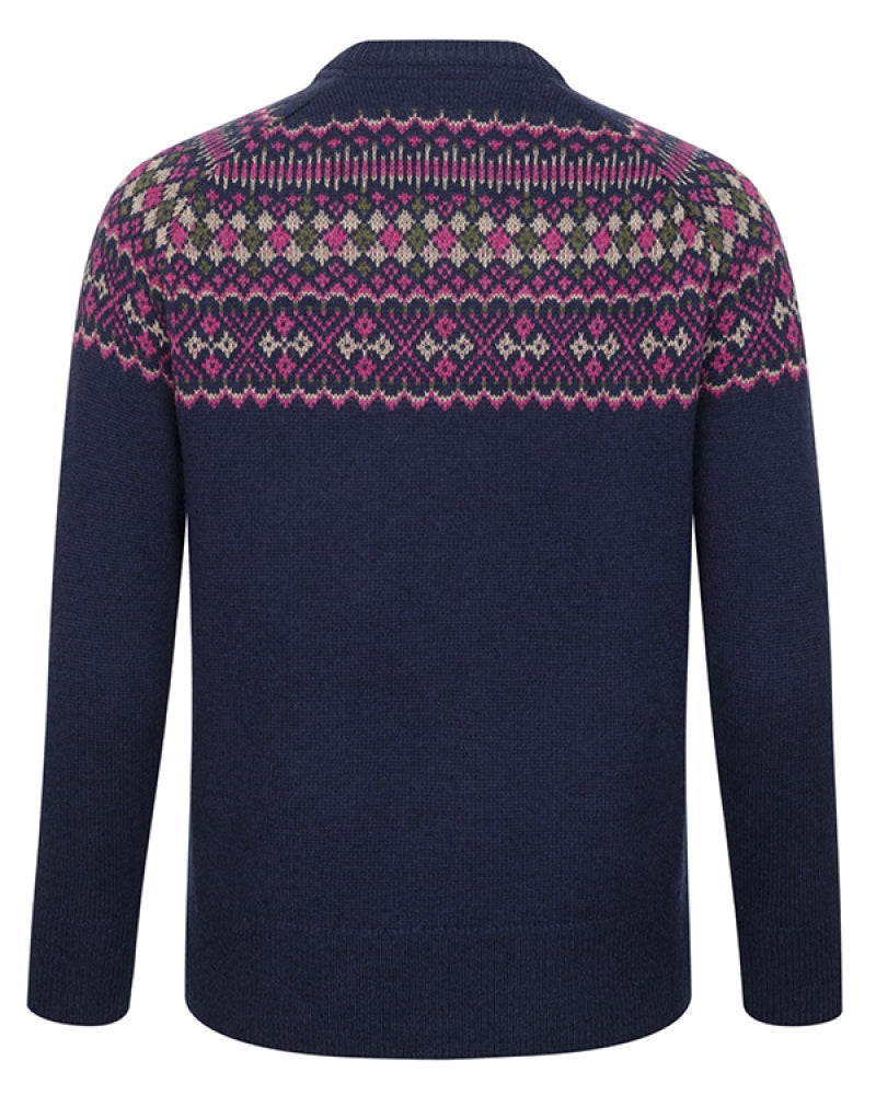 HOGGS OF FIFE Jura Fair Isle Crew Neck Pullover - Women's - Navy