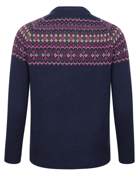HOGGS OF FIFE Jura Fair Isle Crew Neck Pullover - Women's - Navy