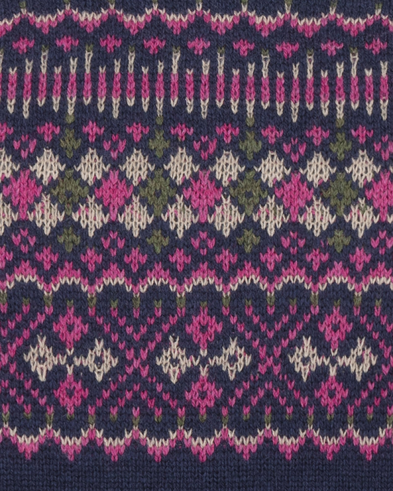 HOGGS OF FIFE Jura Fair Isle Crew Neck Pullover - Women's - Navy