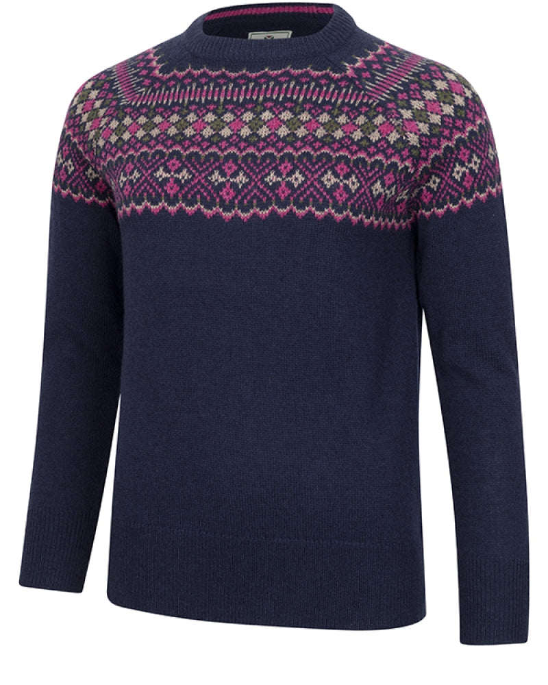 HOGGS OF FIFE Jura Fair Isle Crew Neck Pullover - Women's - Navy