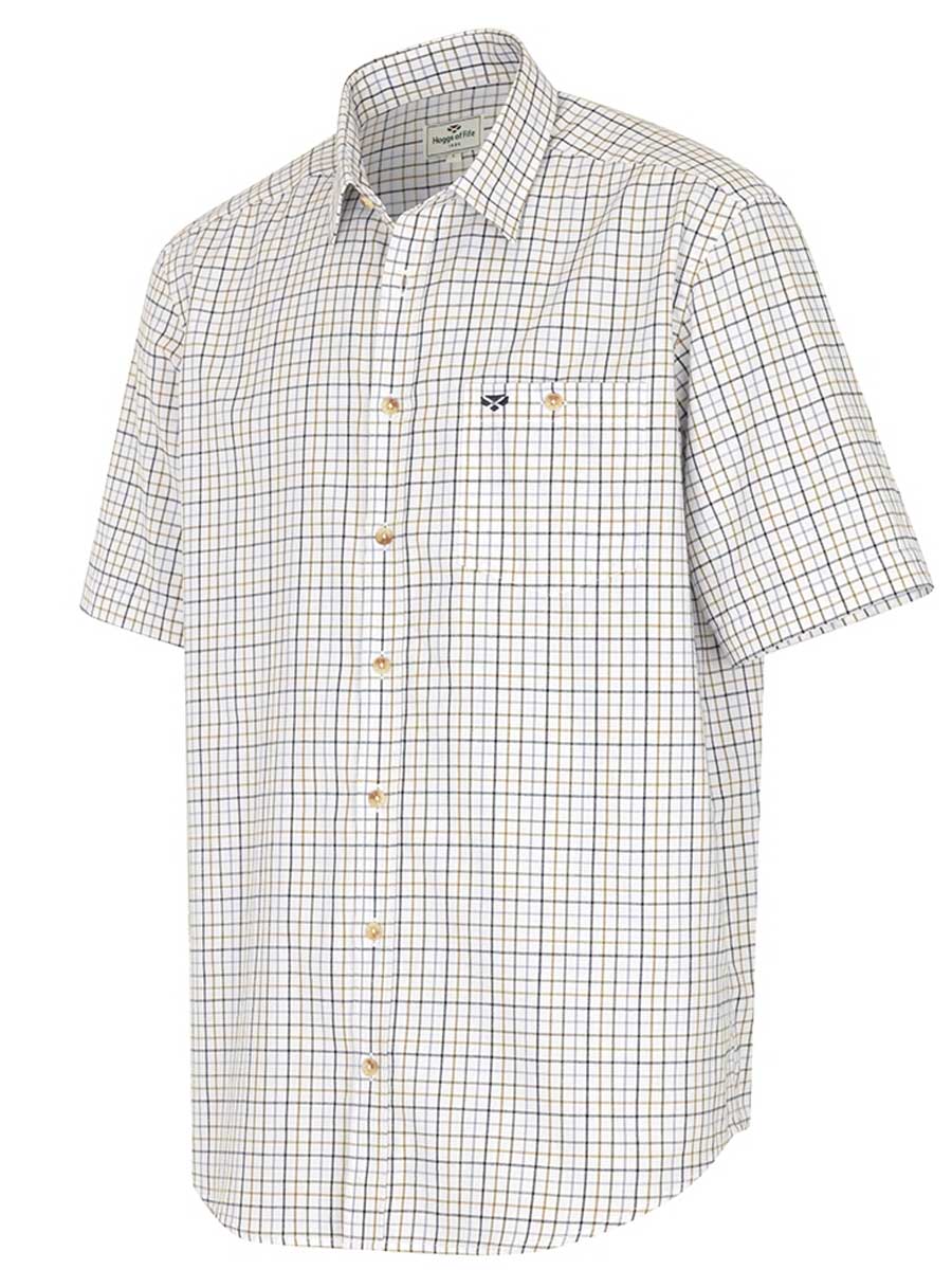 HOGGS OF FIFE Kessock Short Sleeved Tattersall Shirt - Mens - Blue / Olive