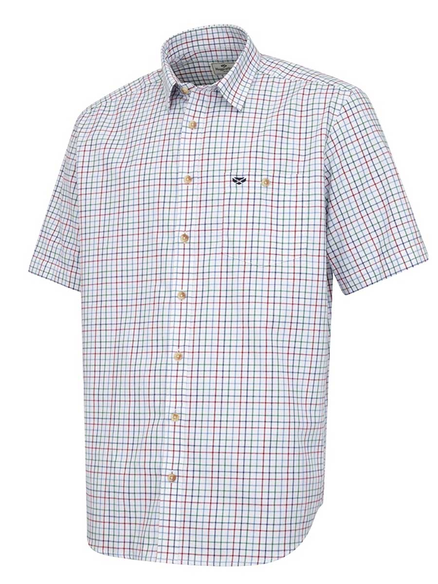 HOGGS OF FIFE Kessock Short Sleeved Tattersall Shirt - Mens - Red / Blue / Green Check