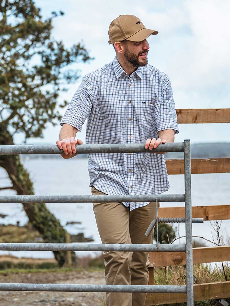 HOGGS OF FIFE Kessock Short Sleeved Tattersall Shirt - Mens - Red / Blue / Green Check