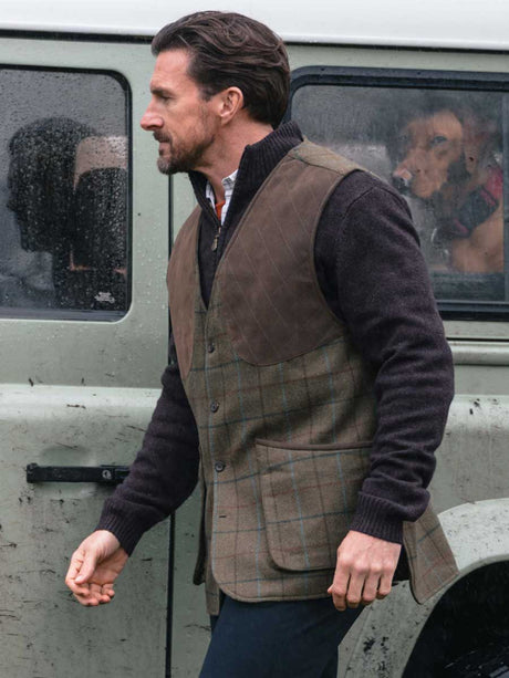 HOGGS OF FIFE Kingussie Technical Tweed Field Waistcoat - Mens - Green/Blue