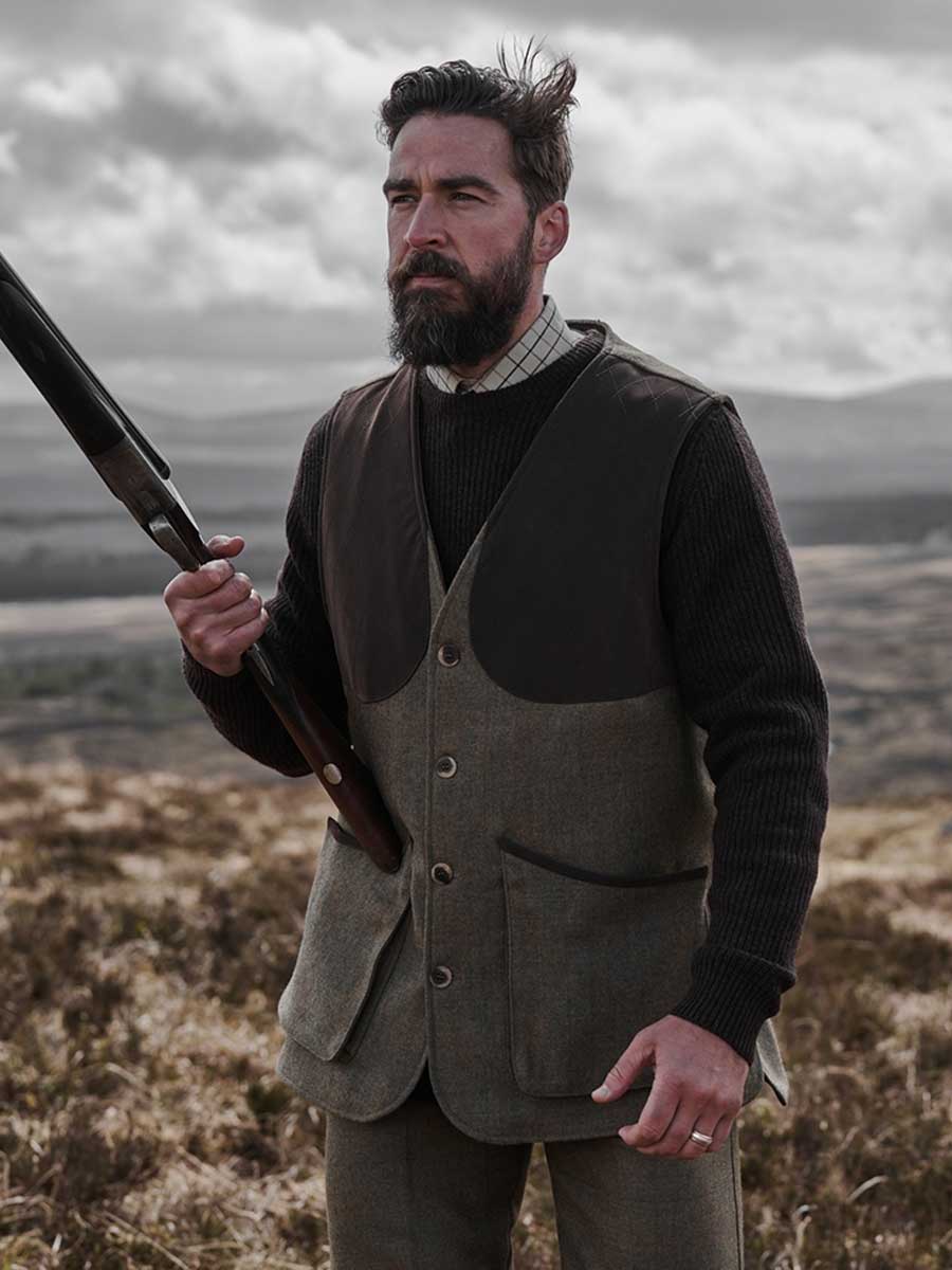 HOGGS OF FIFE Kinloch Technical Tweed Field Waistcoat - Mens - Autumn Bracken