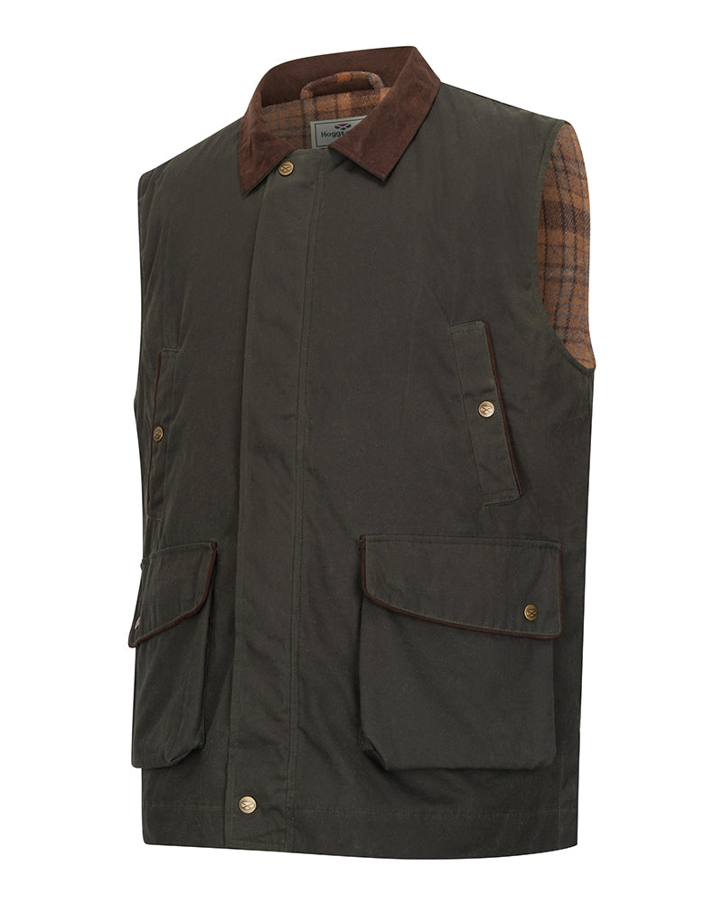 HOGGS OF FIFE Maxton Gents Padded Waxed Waistcoat – Men's – Olive