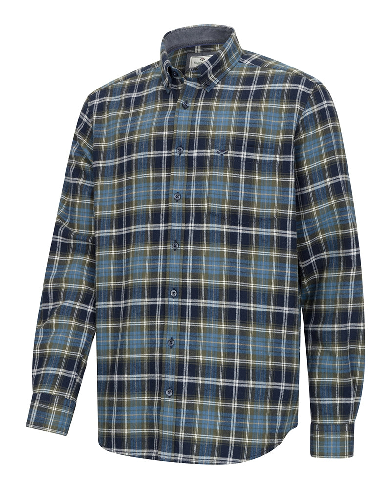 HOGGS OF FIFE Pitcairn Flannel Check Shirt - Mens - Green/Blue/Navy