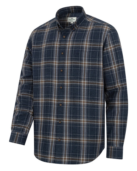 HOGGS OF FIFE Pitlessie Button Down Flannel Shirt - Mens - Blue/Brown/White