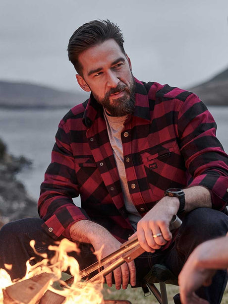 HOGGS OF FIFE Tentsmuir Flannel Shirt - Mens - Red & Black Check