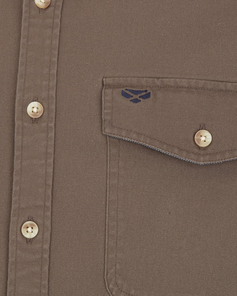 HOGGS OF FIFE Thornton Twill Shirt - Mens - Khaki