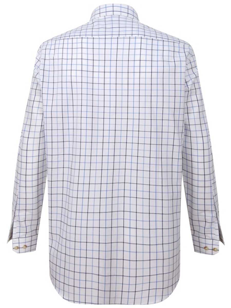 HOGGS OF FIFE Viscount Premier Tattersall Shirt - Mens - White & Navy Check