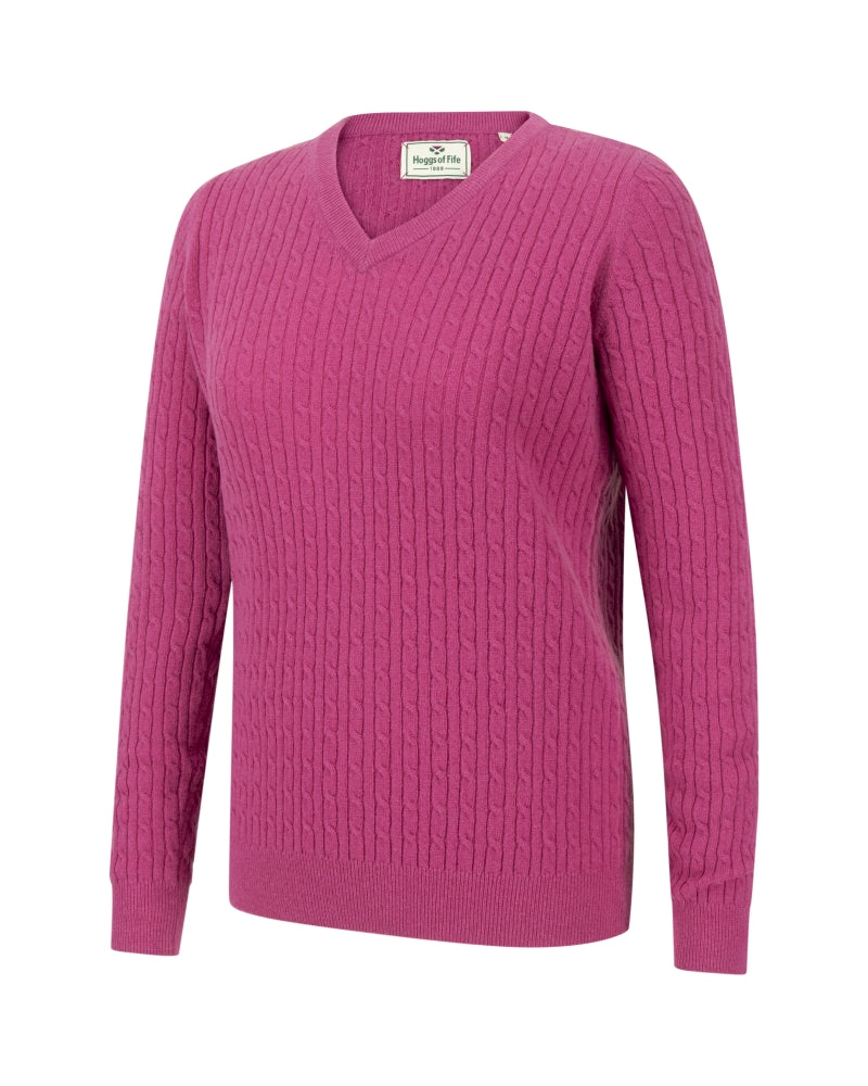 HOGGS OF FIFE - Lauder Cable Pullover - Women's - Cerise
