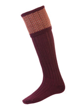 Load image into Gallery viewer, HOUSE OF CHEVIOT Herringbone Shooting Socks - Mens - Mulberry
