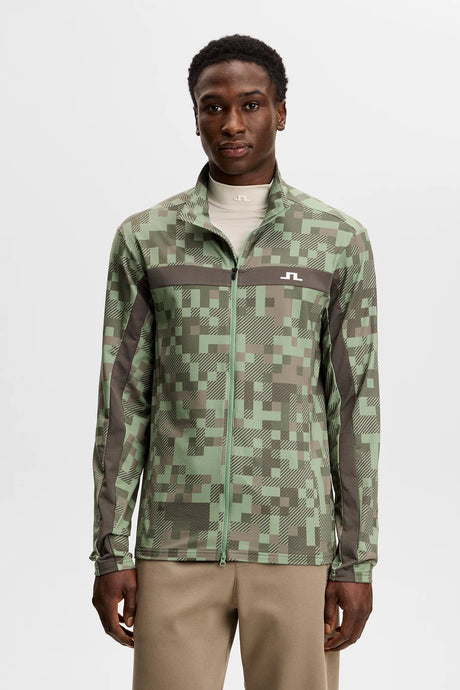 J.LINDEBERG Bridger Tour Print Golf Mid Layer – Men’s Full Zip – Limited Edition - Tour 26 Tonal Green