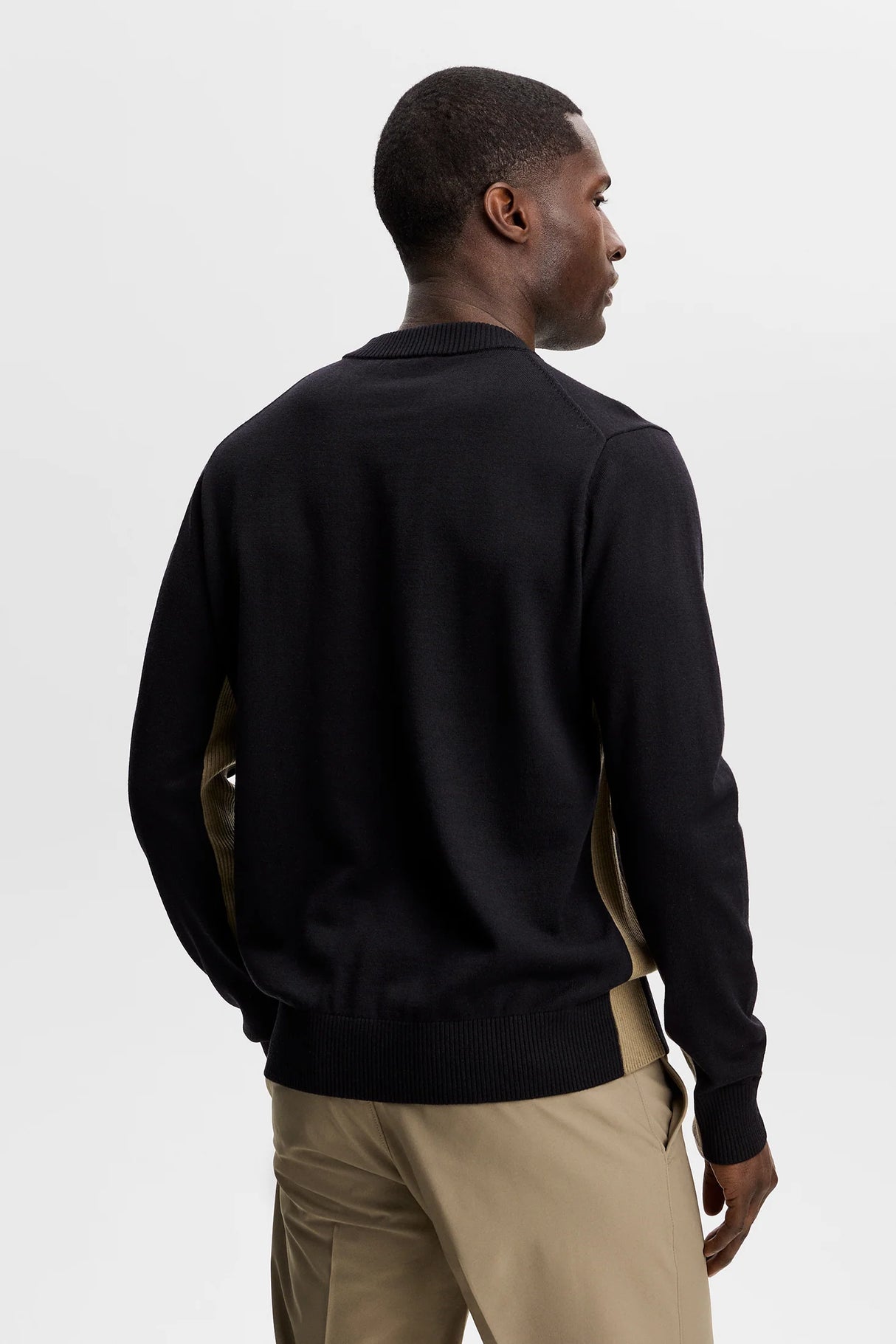 J.LINDEBERG Chester Side Stripe Knit Crew Neck Sweater – Men's – Black