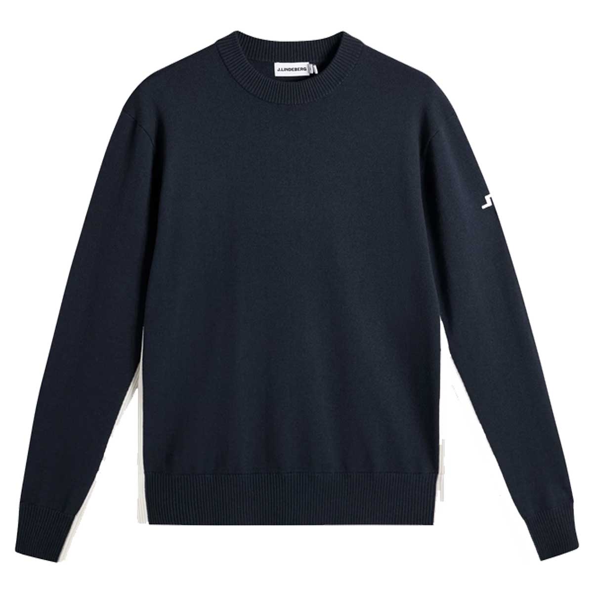 J.LINDEBERG Chester Side Stripe Knit Crew Neck Sweater – Men's – JL Navy