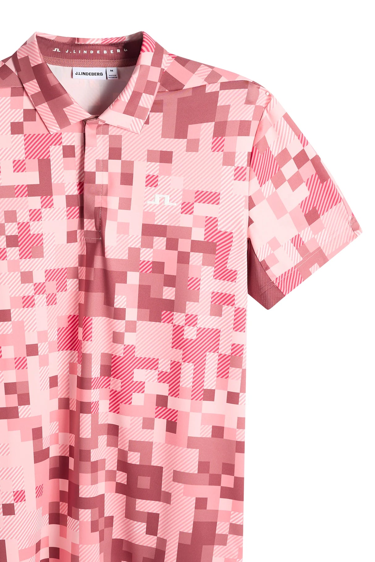 J.LINDEBERG Dario Tour Print Golf Polo Shirt – Men's – Limited Edition - Tour 26 Pink