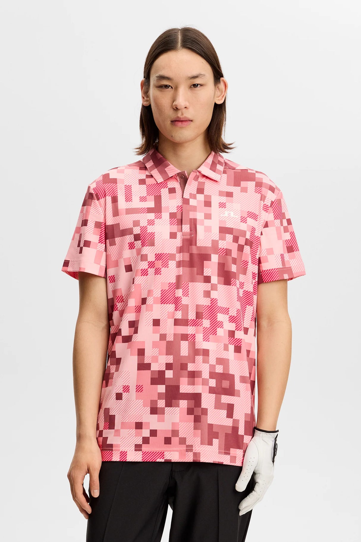 J.LINDEBERG Dario Tour Print Golf Polo Shirt – Men's – Limited Edition - Tour 26 Pink