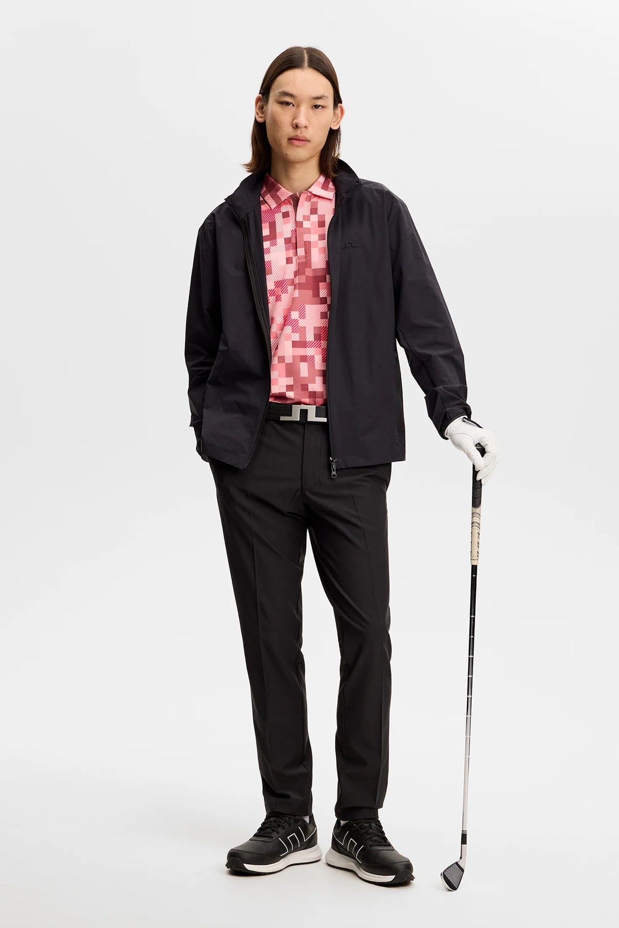 J.LINDEBERG Dario Tour Print Golf Polo Shirt – Men's – Limited Edition - Tour 26 Pink