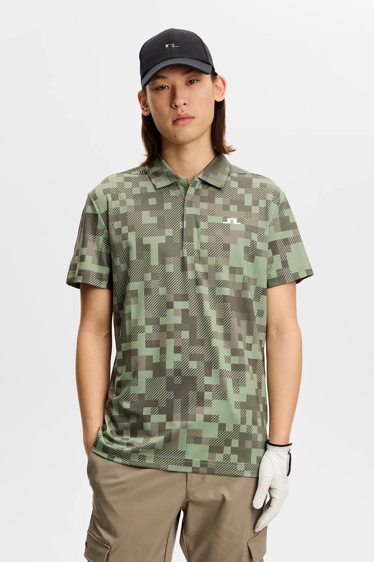 J.LINDEBERG Dario Tour Print Golf Polo Shirt – Men's – Limited Edition - Tour 26 Tonal Green