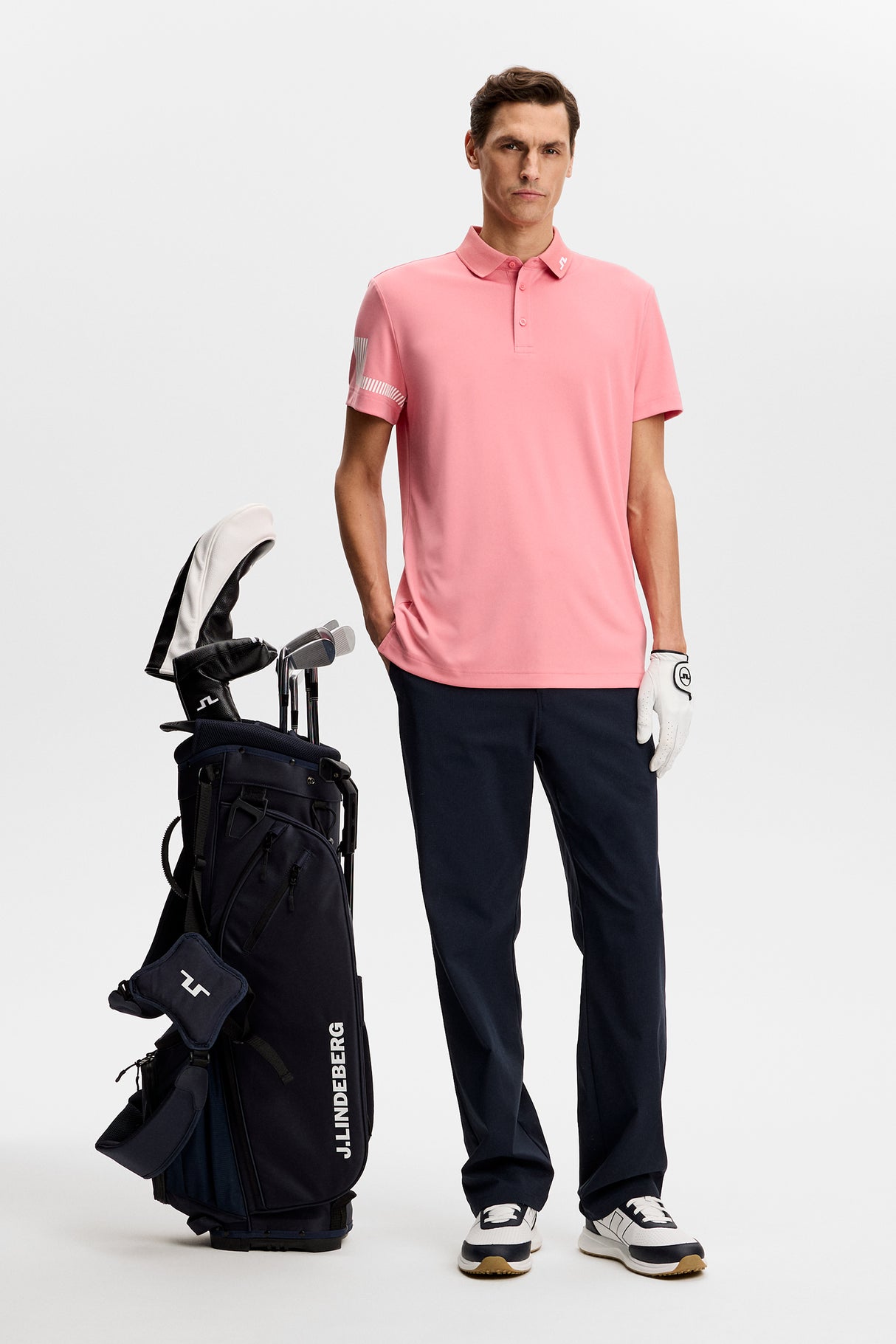 J.LINDEBERG Heath Polo Shirt – Men’s – Flamingo Plume