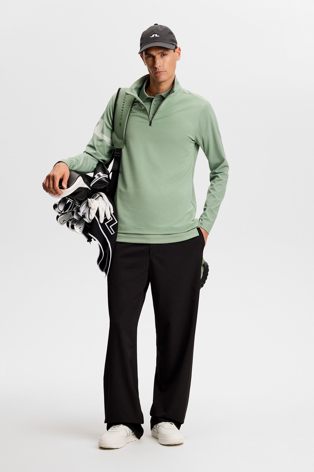 J.LINDEBERG Heath Strike Mid Layer – Men’s – Hedge Green