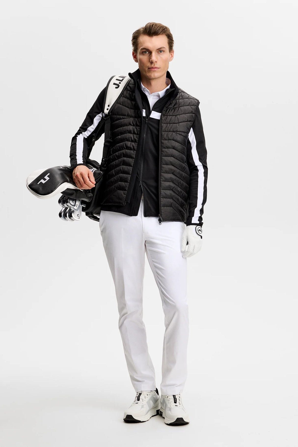 J.LINDEBERG Jarvis Golf Mid Layer – Men’s Full Zip – Black