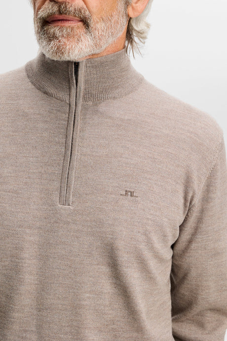 J.LINDEBERG Kiyan Quarter Zip Sweater - Men's - Brindle Melange
