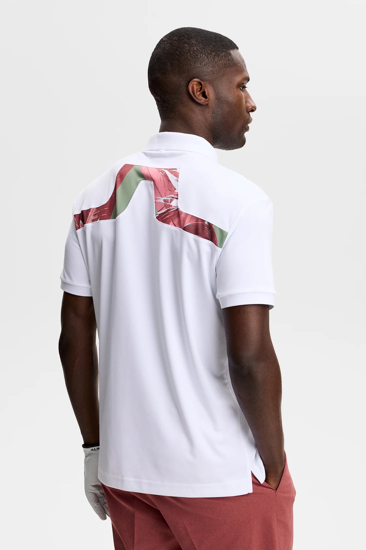 J.LINDEBERG KV Print Polo Shirt – Men’s – White / Paradise Hedge Green