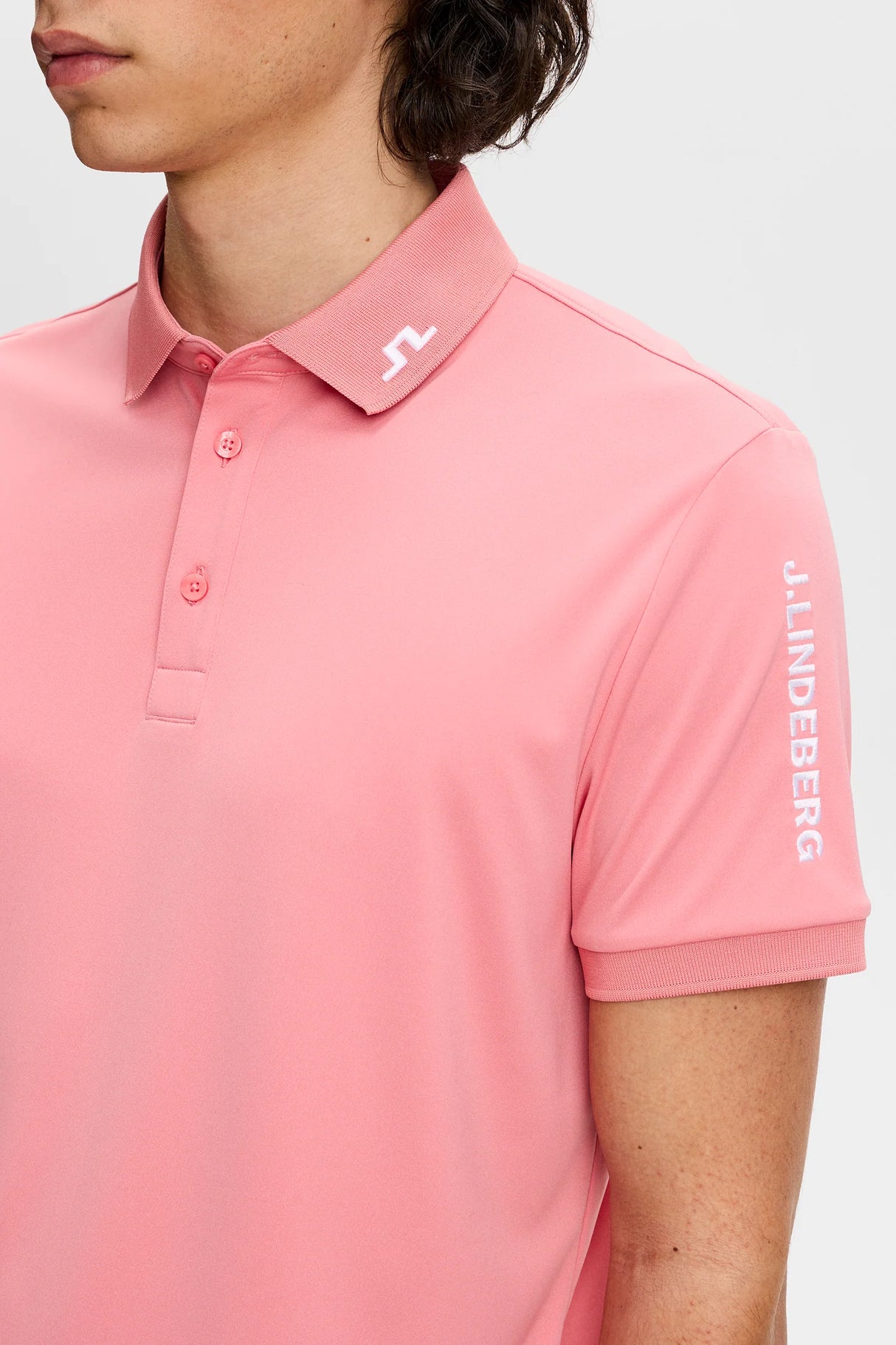J.LINDEBERG Tour Tech Golf Polo Shirt – Men’s – Flamingo Plume