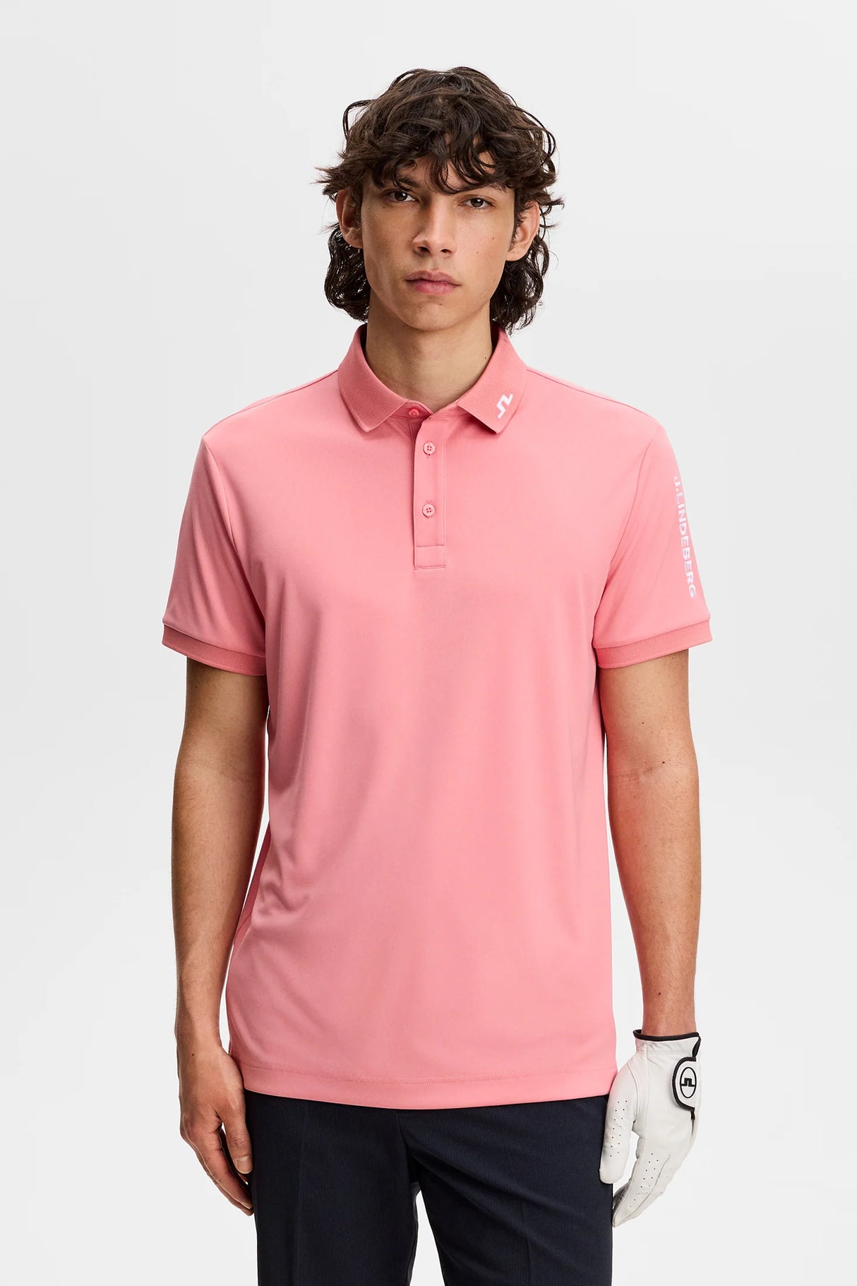 J.LINDEBERG Tour Tech Golf Polo Shirt – Men’s – Flamingo Plume