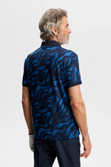 J.LINDEBERG Tour Tech Print Golf Polo Shirt – Men’s – Bunker Fade Navy