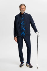 J.LINDEBERG Tour Tech Print Golf Polo Shirt – Men’s – Bunker Fade Navy
