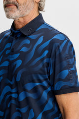 J.LINDEBERG Tour Tech Print Golf Polo Shirt – Men’s – Bunker Fade Navy