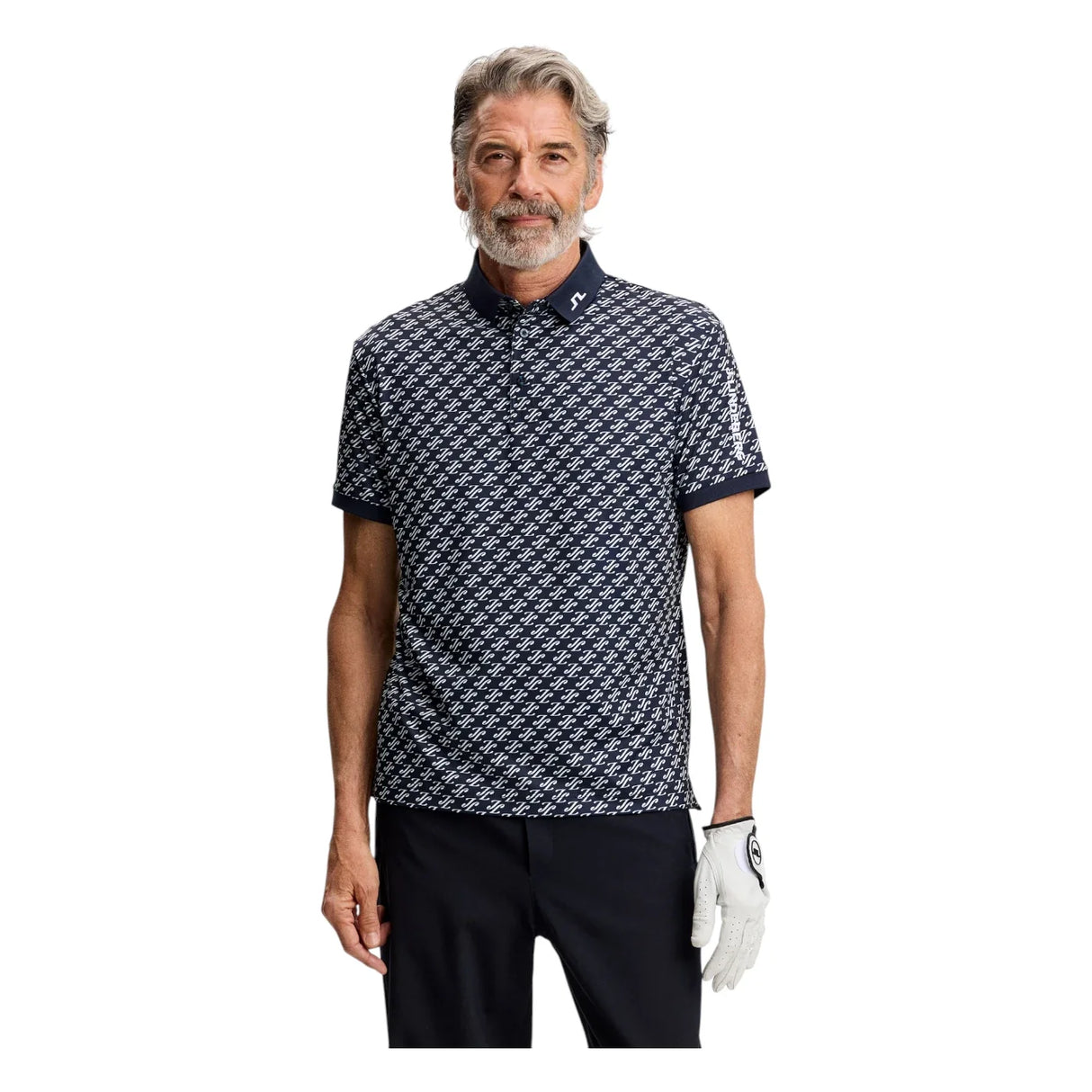 J.LINDEBERG Tour Tech Print Golf Polo Shirt – Men’s – Cardi Jacquard S - JL Navy