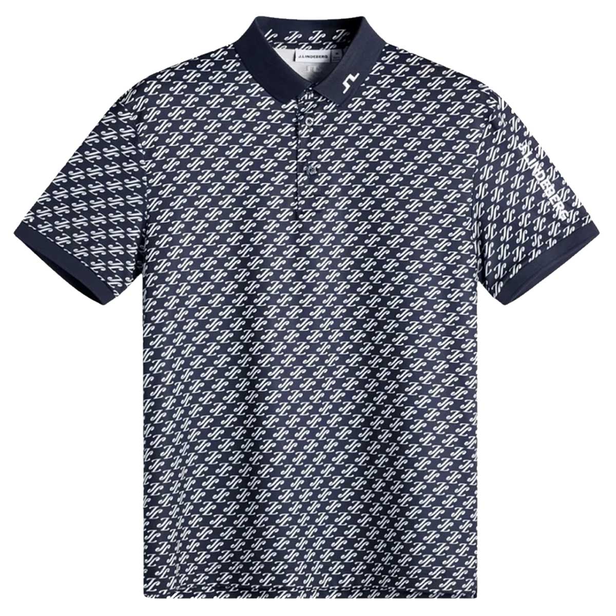 J.LINDEBERG Tour Tech Print Golf Polo Shirt – Men’s – Cardi Jacquard S - JL Navy