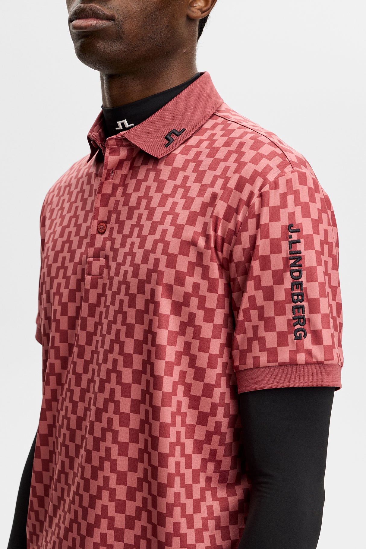 30% OFF - J.LINDEBERG Tour Tech Print Golf Polo Shirt – Men’s – Bridge Stack Apple Butter