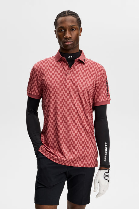 J.LINDEBERG Tour Tech Print Golf Polo Shirt – Men’s – Bridge Stack Apple Butter