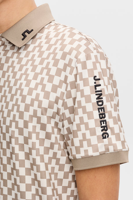 J.LINDEBERG Tour Tech Print Golf Polo Shirt – Men’s – Bridge Stack Brindle
