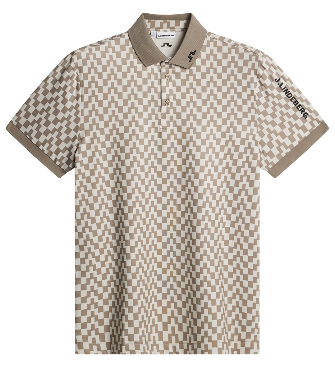J.LINDEBERG Tour Tech Print Golf Polo Shirt – Men’s – Bridge Stack Brindle