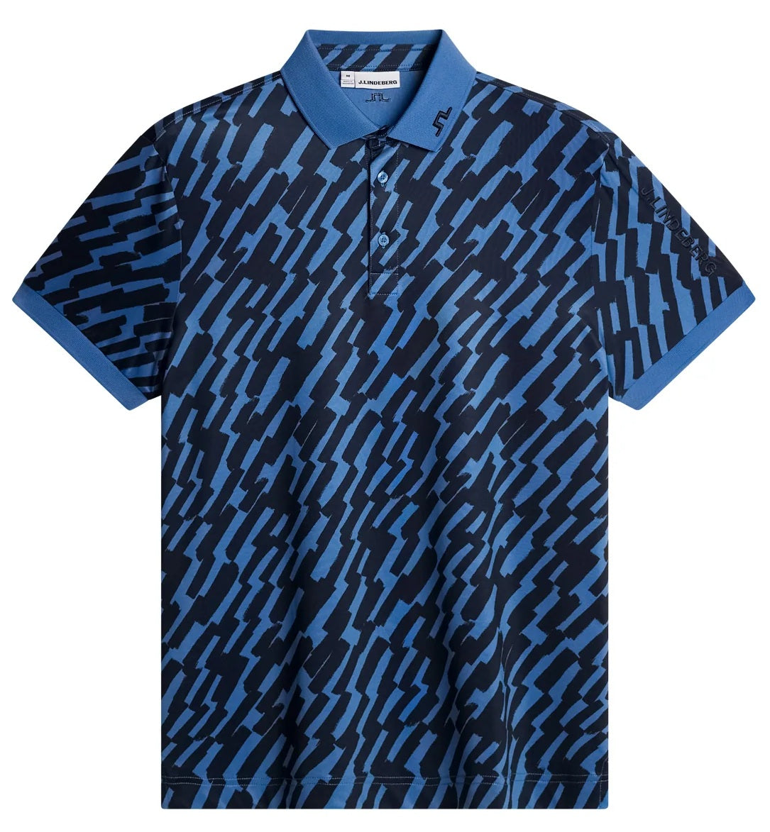 J.LINDEBERG Tour Tech Print Golf Polo Shirt – Men’s – Oak Federal Blue