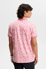 30% OFF - J.LINDEBERG Tour Tech Print Golf Polo Shirt – Men’s – Oak Flamingo - Size: XL