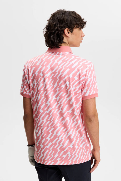 30% OFF - J.LINDEBERG Tour Tech Print Golf Polo Shirt – Men’s – Oak Flamingo - Size: XL