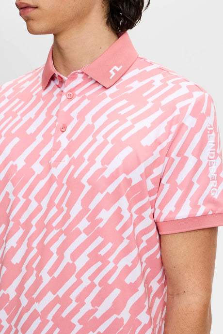 30% OFF - J.LINDEBERG Tour Tech Print Golf Polo Shirt – Men’s – Oak Flamingo - Size: XL